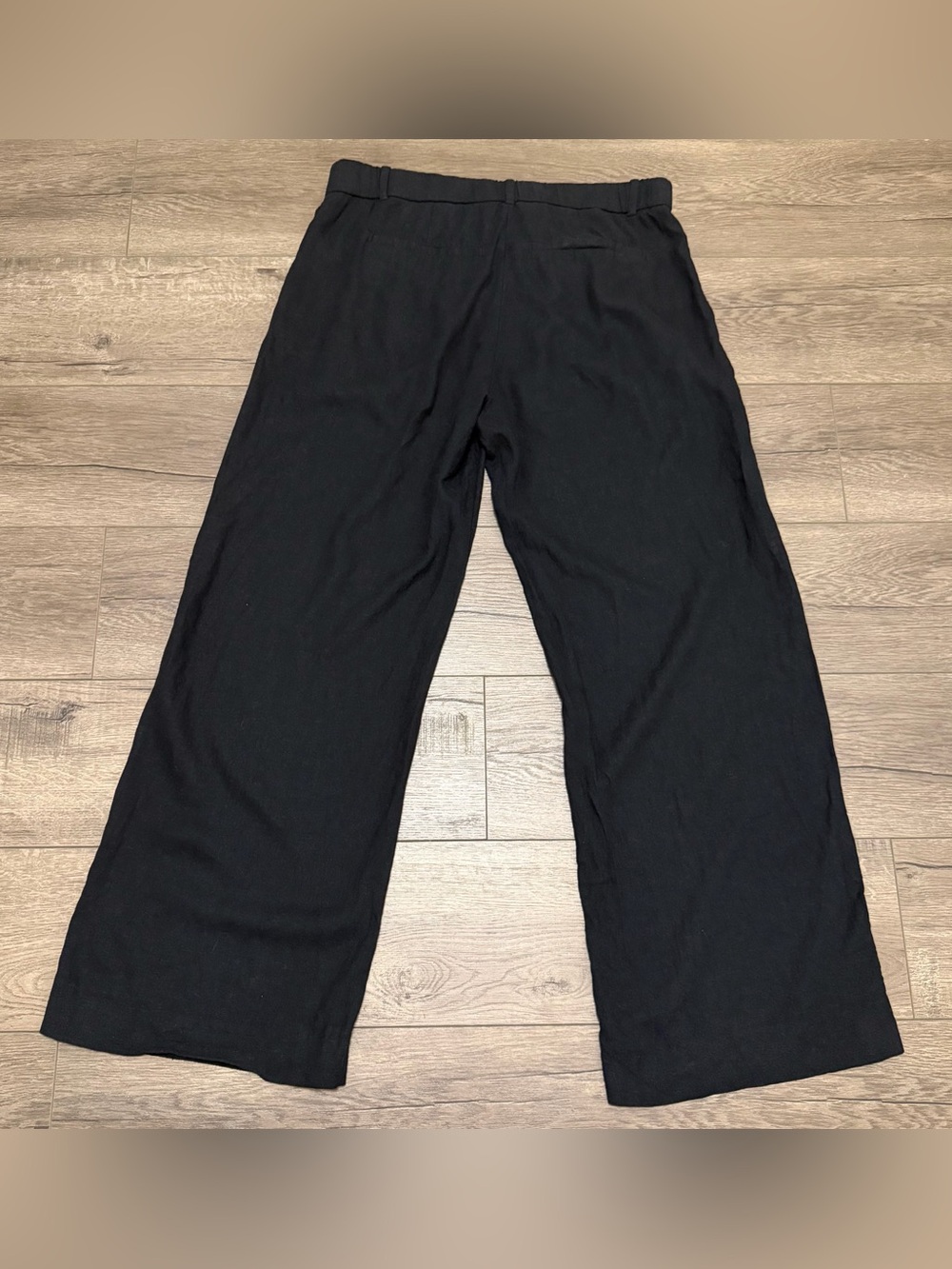 Abercrombie & Fitch Black Wide Leg Sloane Dress Pants Linen Blend Sz 29 8R - Picture 4 of 10